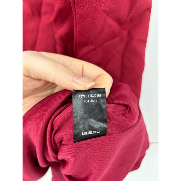 Lulu's Dress Womens Large Endlessly Endearing Mini Wine Red Scalloped Halter - Picture 7 of 7